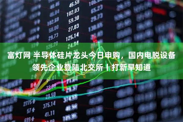 富灯网 半导体硅片龙头今日申购，国内电脱设备领先企业登陆北交所丨打新早知道