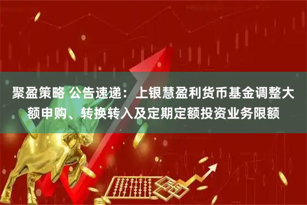 聚盈策略 公告速递：上银慧盈利货币基金调整大额申购、转换转入及定期定额投资业务限额